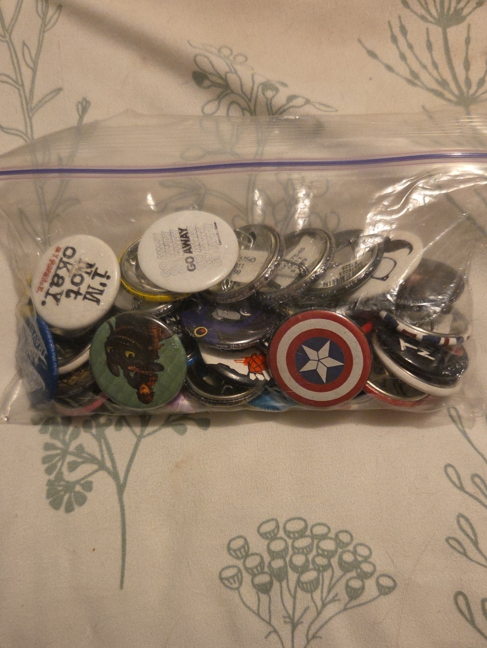 34 Different Assorted Enamel Button Pin Collection - Mixed Colors And Fandoms